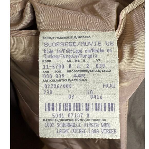 Hugo Boss 44R Scorcese Movie Blazer 100% Wool Dinner Suit Jacket 3 Button Taupe - Picture 4 of 9